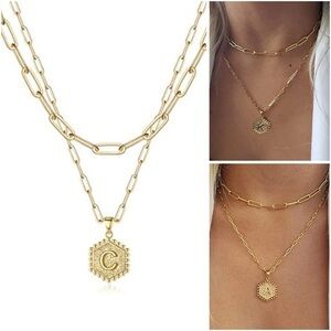 NIB! Mooham Gold Layering Initial C Necklace & Choker